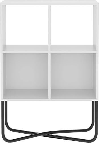 Miniatura 6 de Techni Mobili Estantería de 2 niveles, almacenamiento en cubos para sala de estar u oficina en casa, estantes traseros abiertos para exhibición o