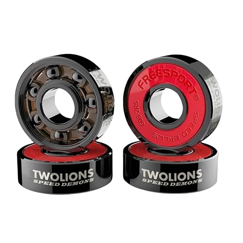 TwoLions High Rev 608RS - Rodamientos híbridos de cerámica negra para patín en línea, monopatín o scooter (paquete de 8)