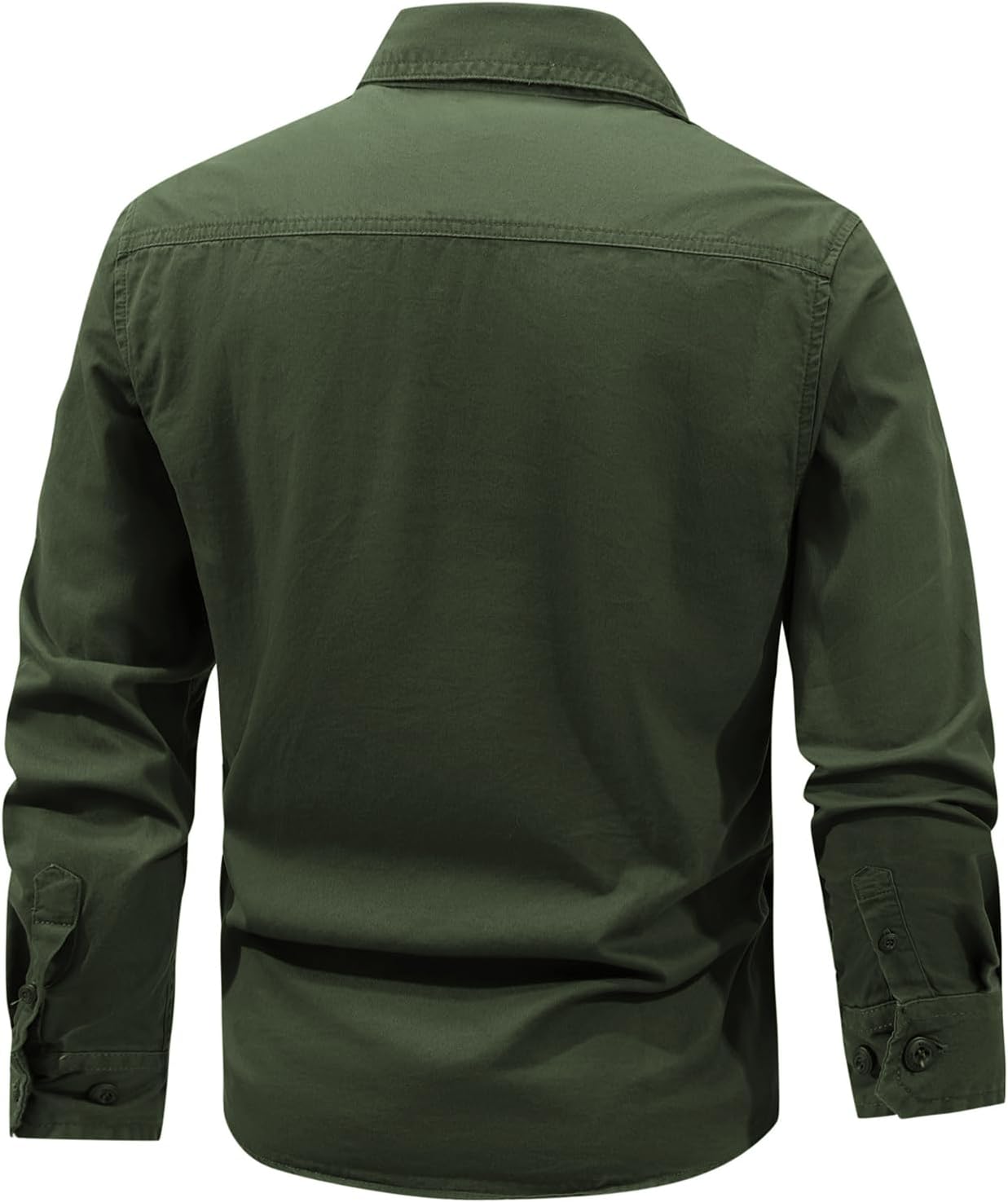 Flygo Long Sleeve Work Shirts for Men Casual Cotton Button Down Western Cowboy Cargo Shirt for Hiking Safari Camping - Image 4