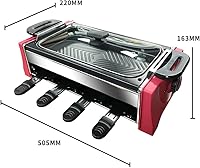 Vista 2 de Raclette - Parrilla de mesa coreana sin humo, parrilla eléctrica para interior con 8 mini sartenes de raclette de queso con placa antiadherente