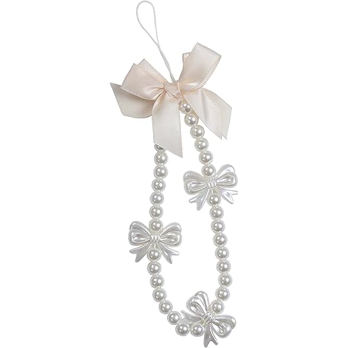 Showkanbay Phone Charms Strap,Pink Cute Phone Charms Aesthetic Love Phone Chain Girl Beaded Phone Strap Pearl Beaded Phone Lanyard Jewelry(pearl butterfly)