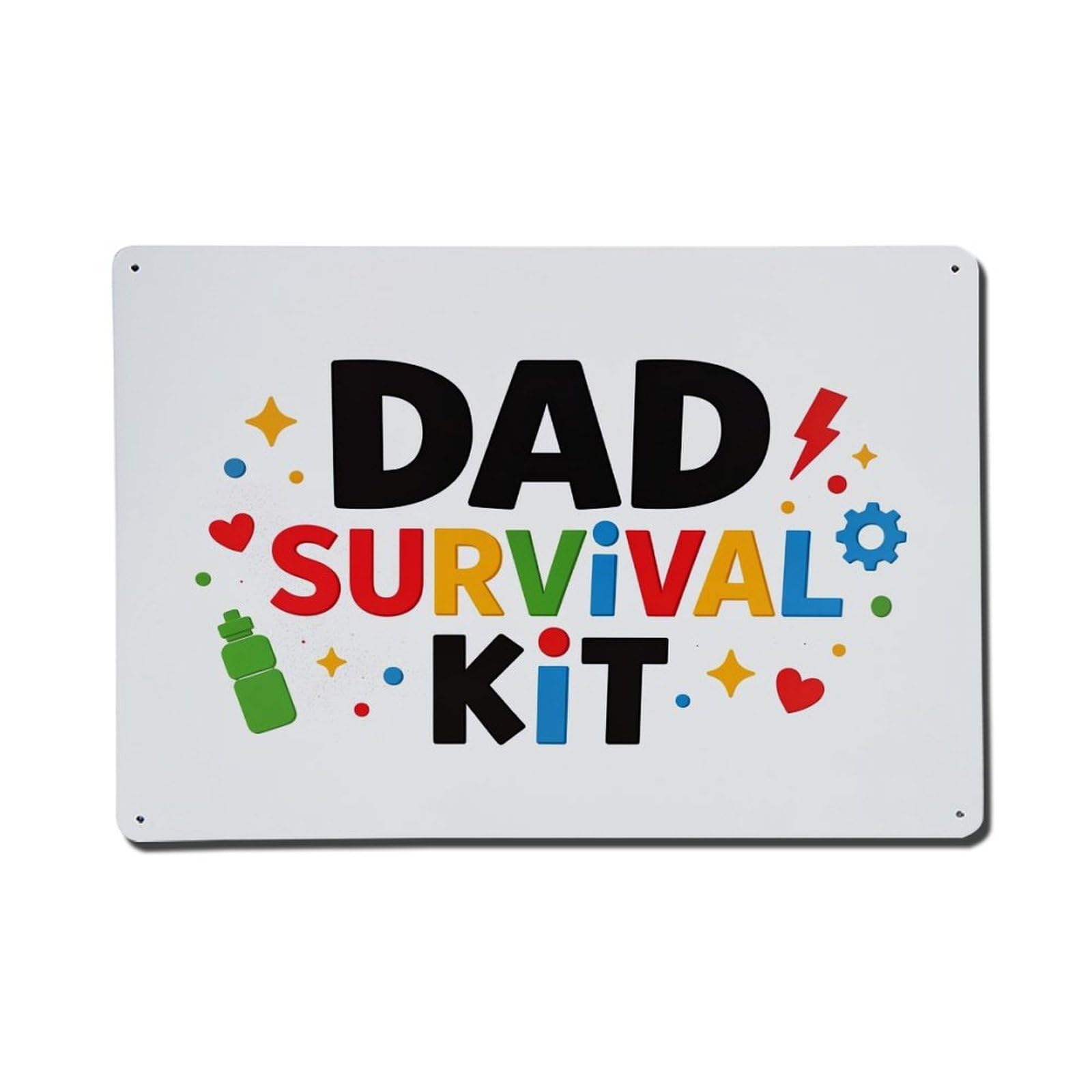 Dad Survival Kit Pattern Print Metal Tin Sign Plaque