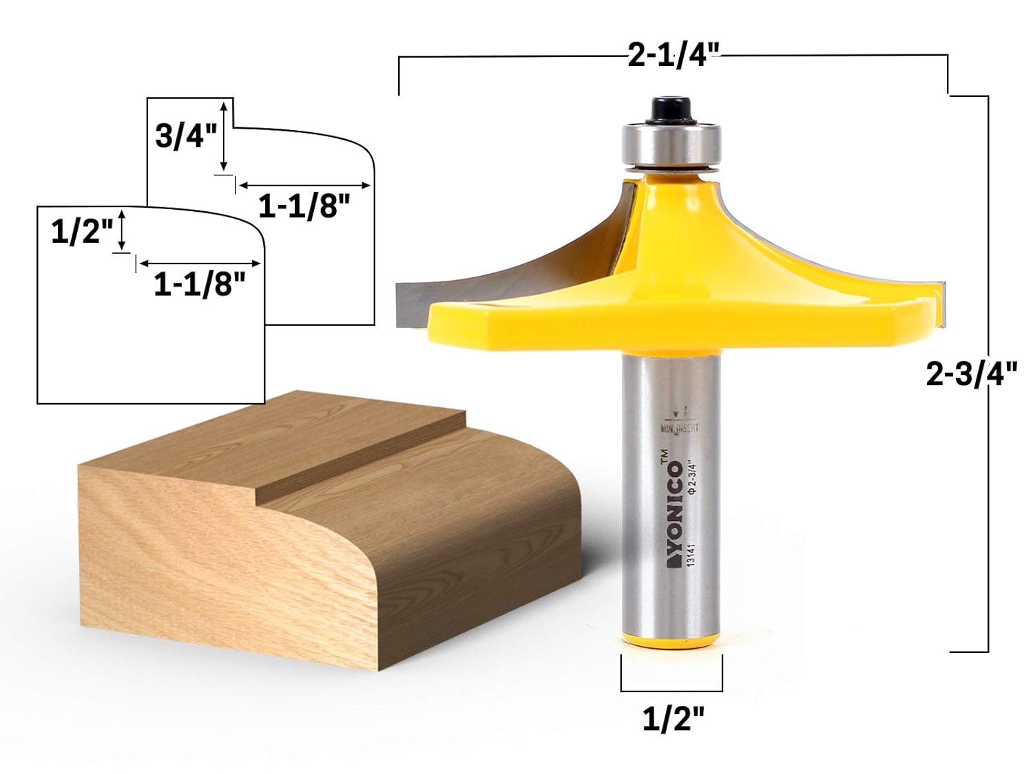 YONICO Handrail Molding Router Bits Set Thumbnail 1/2-Inch Shank 18224