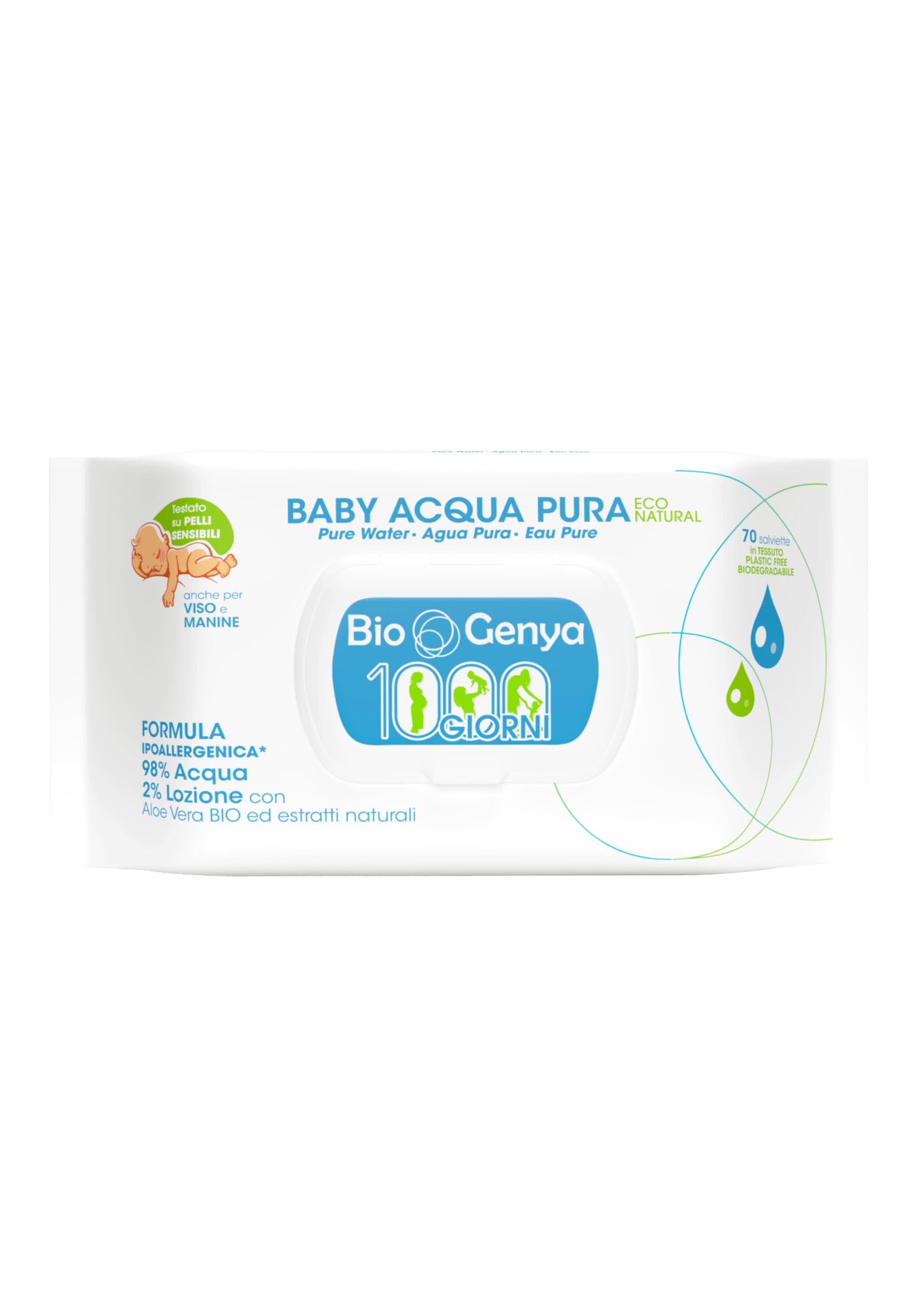 BIOGENYA SALVIETTE UMIDE BABY ACQUA PURA 70PZ.X12 CONF. (TOTALE 840 SALVIETTE)