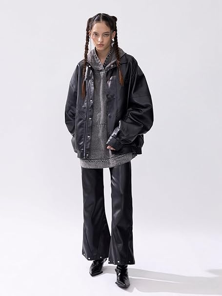 Buy Aelfric Eden Womens Leather Jacket Oversized Y2k Faux