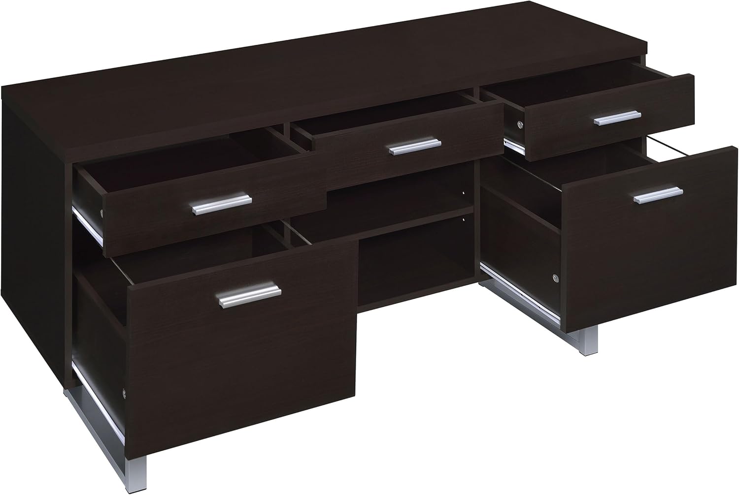 Contemporary 60'' Brown Home Office Desk with Filing Cabinet