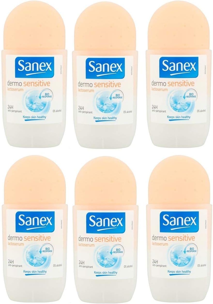 Deodorant Roll-On Women Dermo Sensitive for Sensitive Skin - Pack of 6 x 50 ml