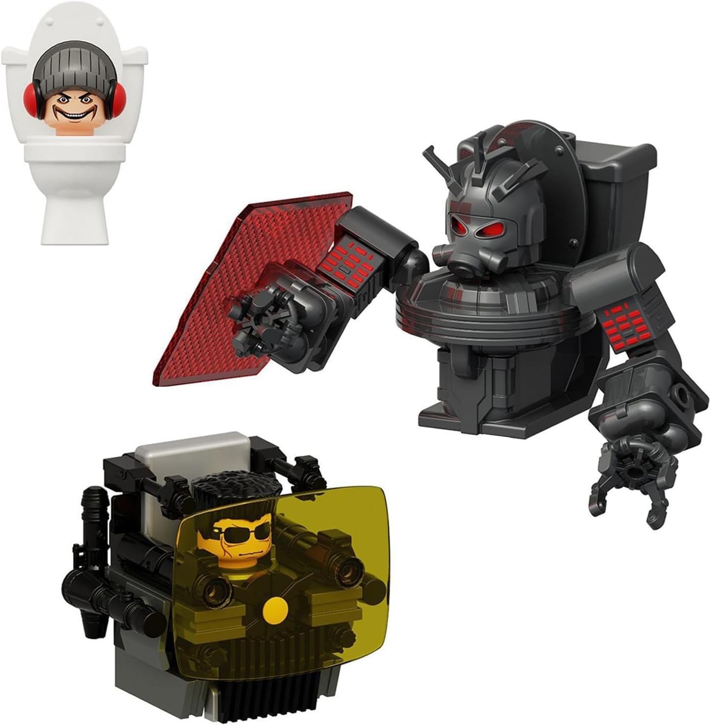 Bentex Toilet G-Man Building Set, Toilet Man Cameraman Game Model Toys Ideas Collectible Building Bricks Birthday Gift for Adults Fans(3 PCS)