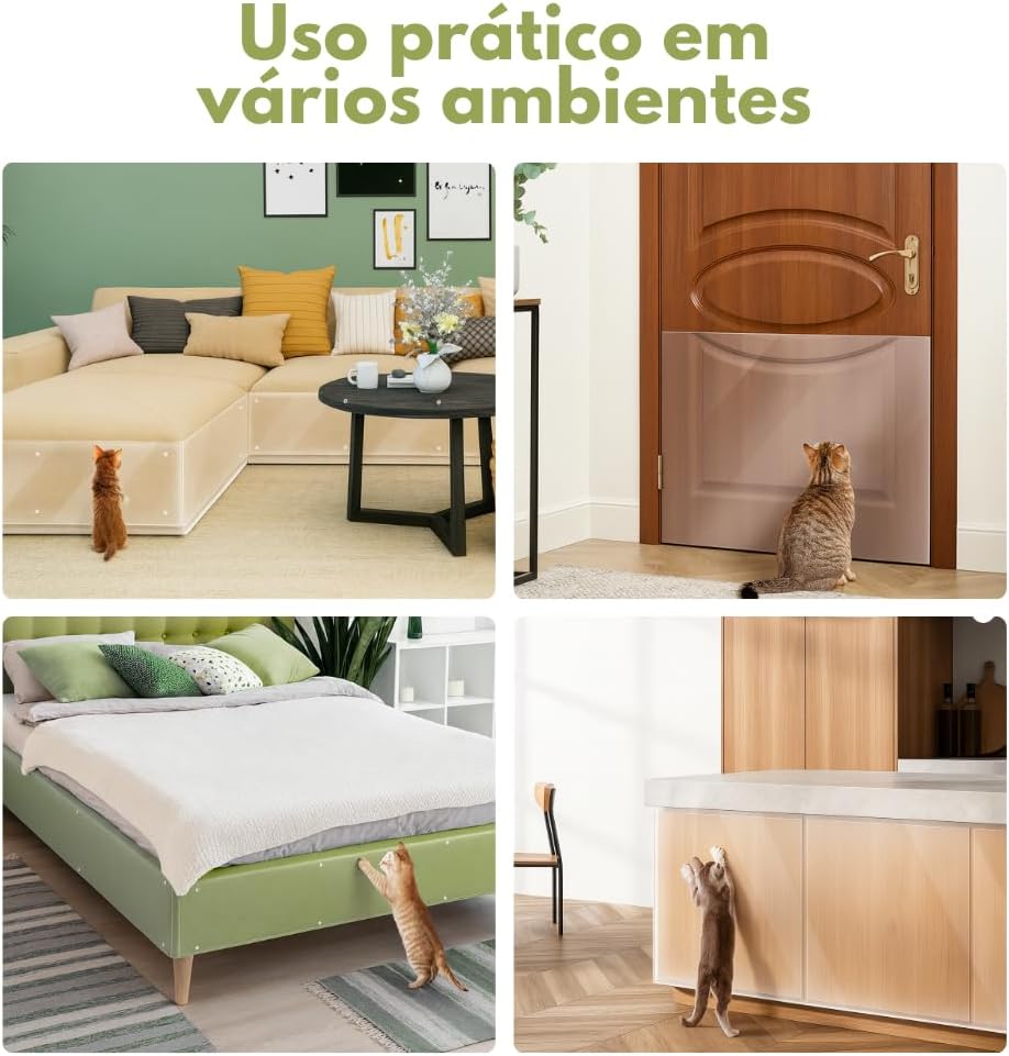 Kit 10 Adesivo Protetor de Sofá e Móveis Arranhador para Gato e Cachorro, Transparente, 43x31cm Resistente, Protege Estofado