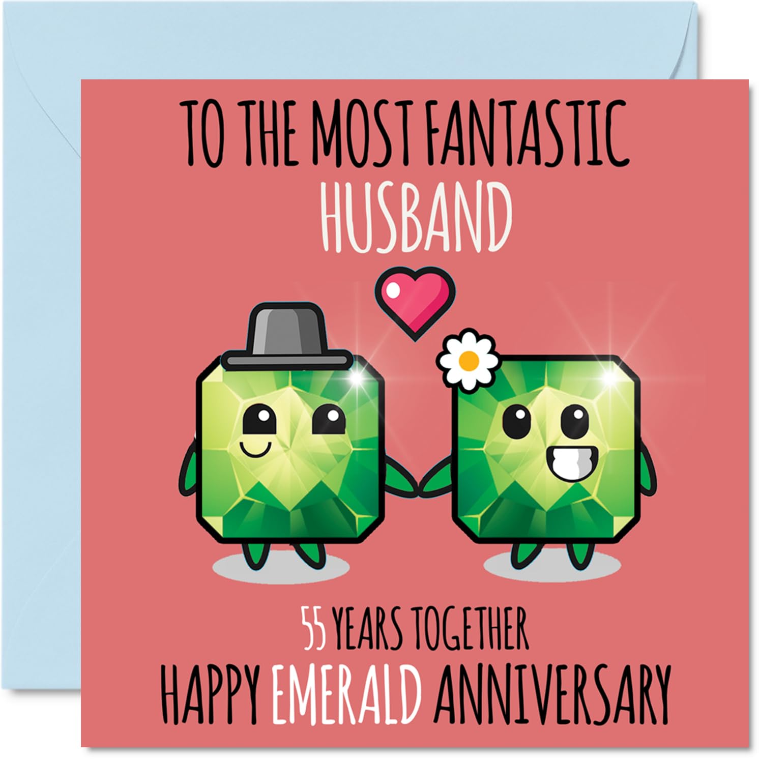 Cute Emerald Anniversary Card for Husband - 55 Years Together - Happy 55th Wedding Anniversary Cards for Husband from Wife, 145mm Greeting Cards Anniversaries