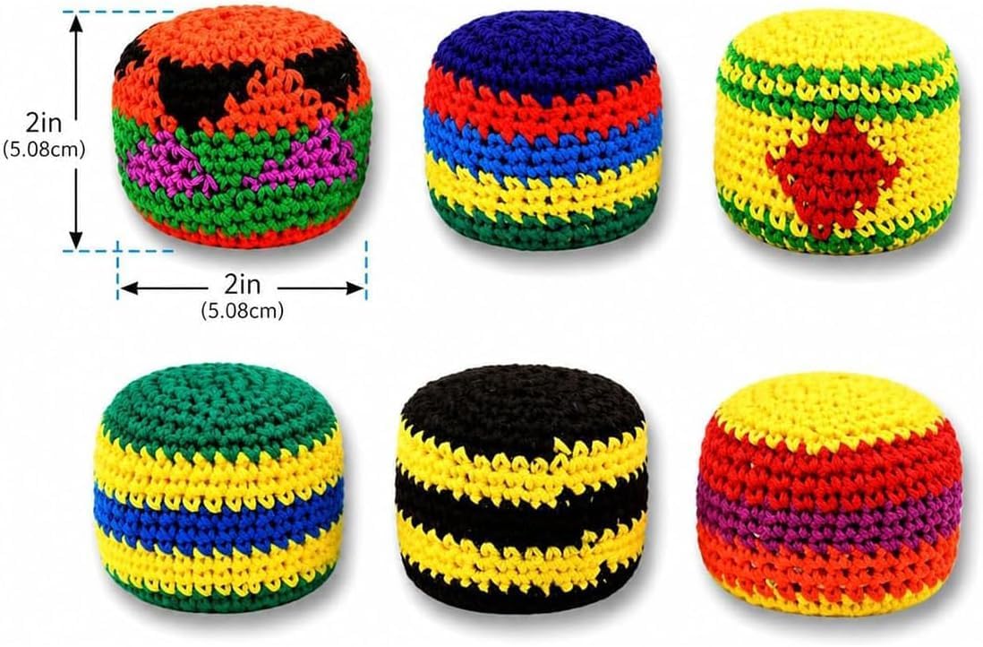 6/12/24PCS Knitted Footbags Set, Kick Sack Knitted Footbags, 2026 Upgraded Crochet Kick Bags for Adults & Ks, Colorful Juggling Footbag for Beginners Outdoor Playset