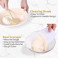 Vista 4 de Juego de cestas de prueba de pan Banneton de 2, suministros de horneado de pan de masa madre ovalado de 10 pulgadas, kit de inicio para hacer pan