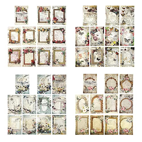 120 Pcs Aesthetic Scrapbook Paper Vintage Floral Scrapbook Supplies Diy Crafts Embellishment Ornament Papers Journal Decorative Background Memo Journaling Supplies #TOP1