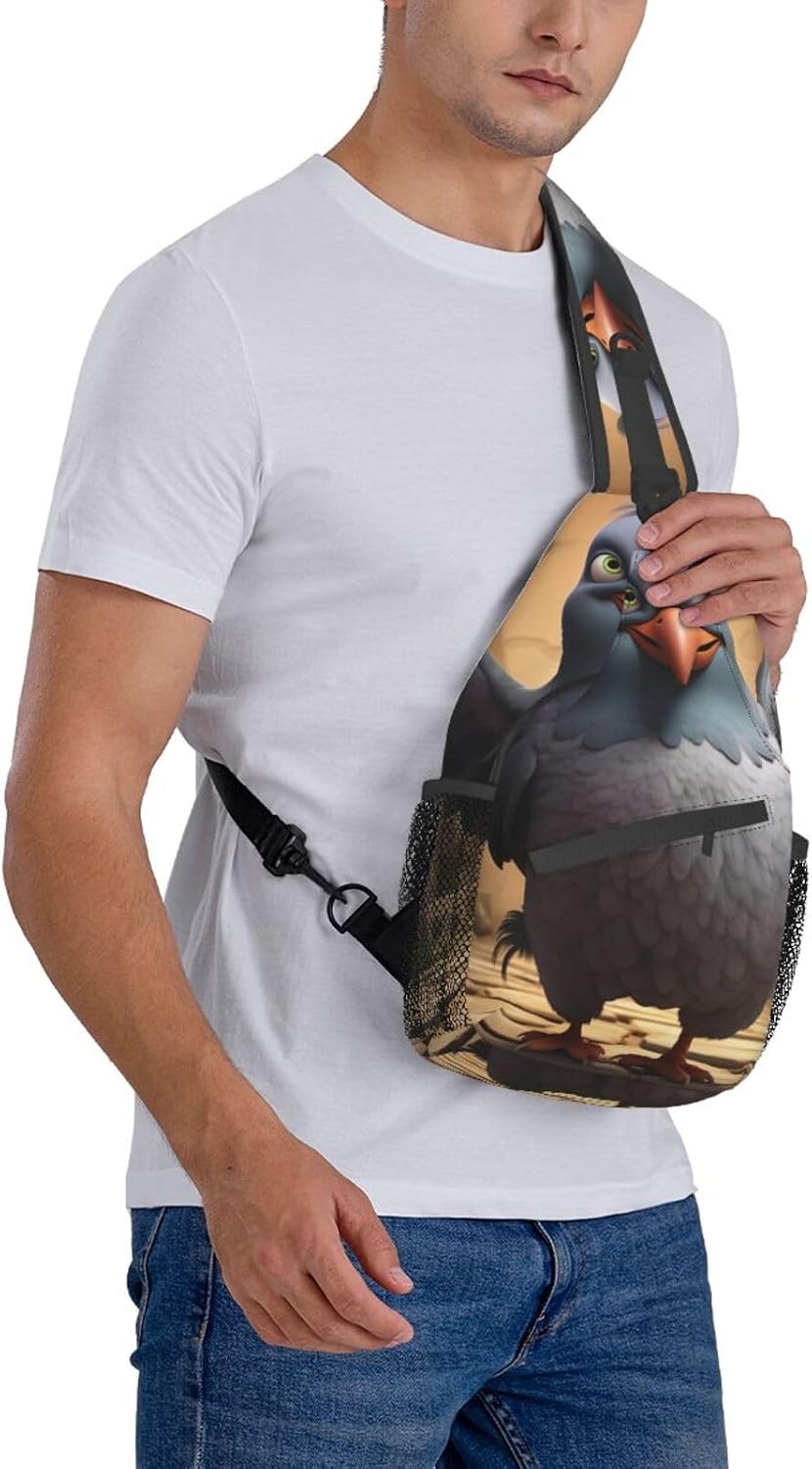 Cartoon Pigeon 3 Crossbody Sling Backpack Sling Bag Travel Hiking Chest Bag Daypack For Women Men