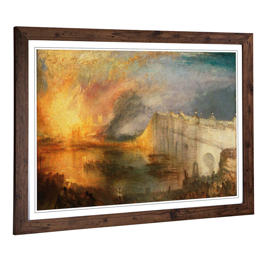 Big Box Art Framed Print of Joseph Mallord William Turner The Burning of The Houses of Commons Design | Wall Art Picture| Home Decor for Living Room, Bedroom, Walnut, A2 / 24.5x18 Inch / 62x45cm