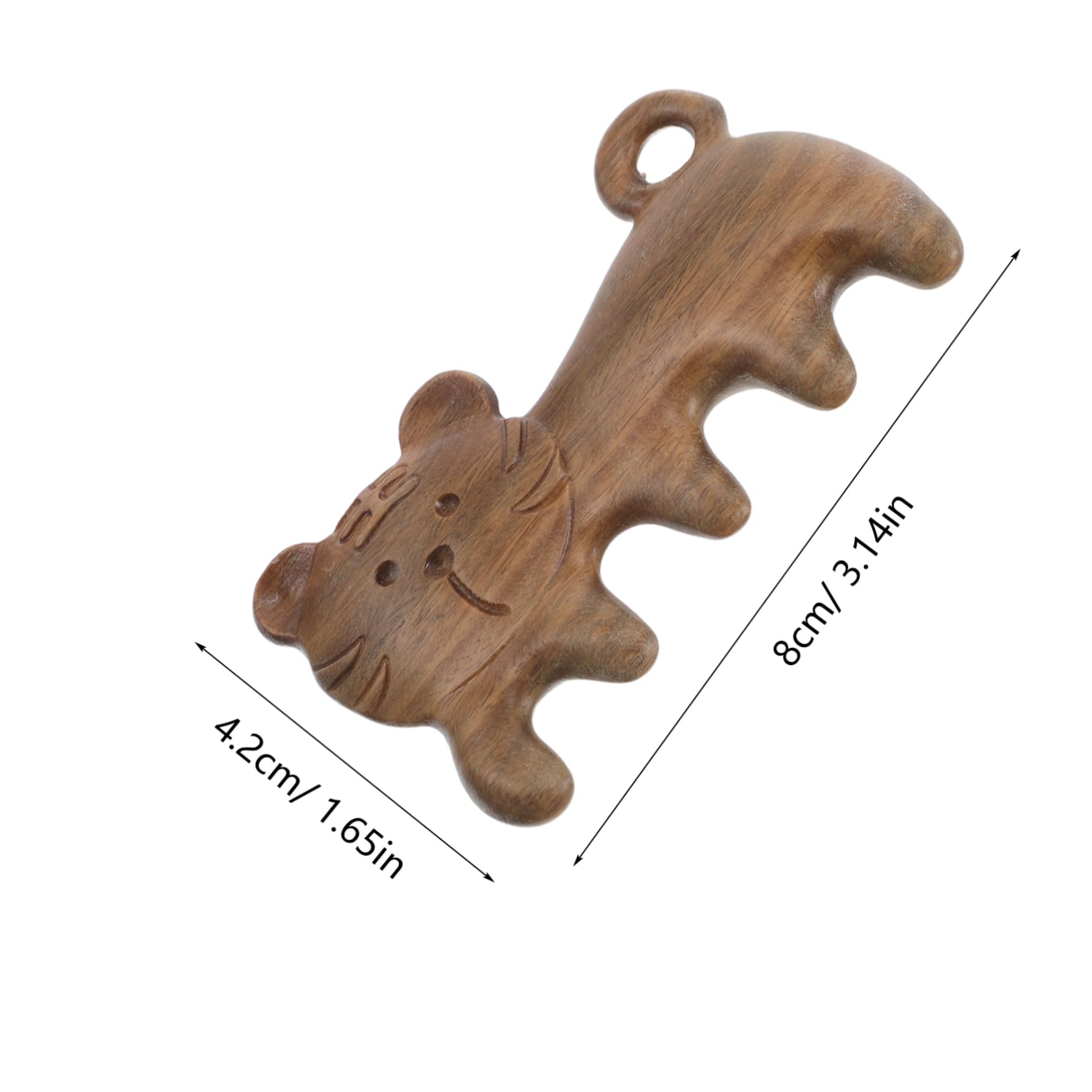 FRCOLOR Tiger Shaped Sandalwood Scalp Comb Multi Functional Gua Sha for Head Massage Hair Full Body Relief