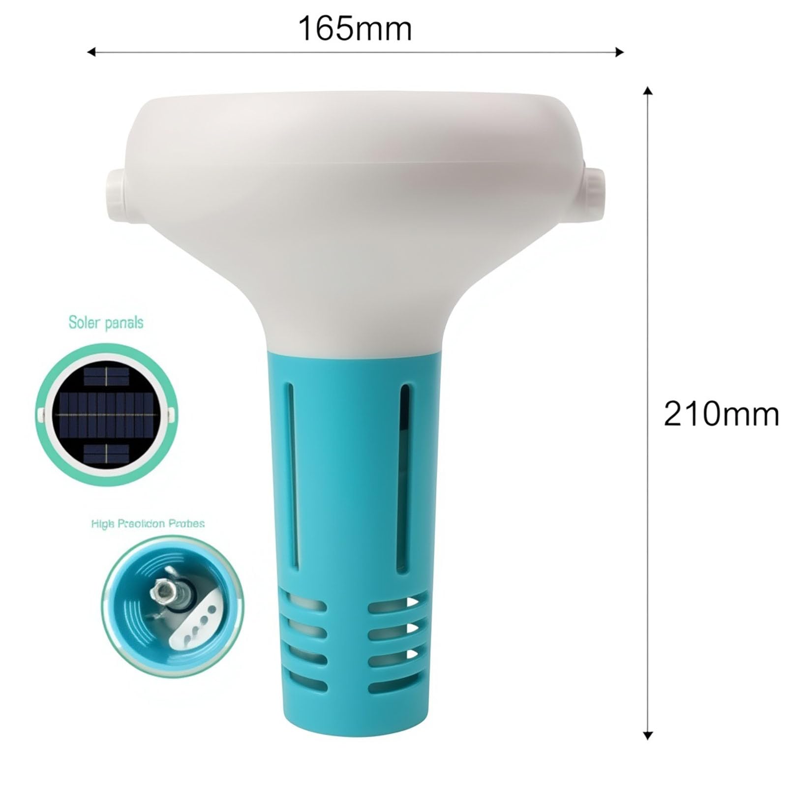 Tester intelligente per l'acqua della piscina, monitor wireless Bluetooth e WiFi per pH, cloro, sale, temperatura, analisi in tempo reale, alimentazione solare, sensore di qualità dell'acqua