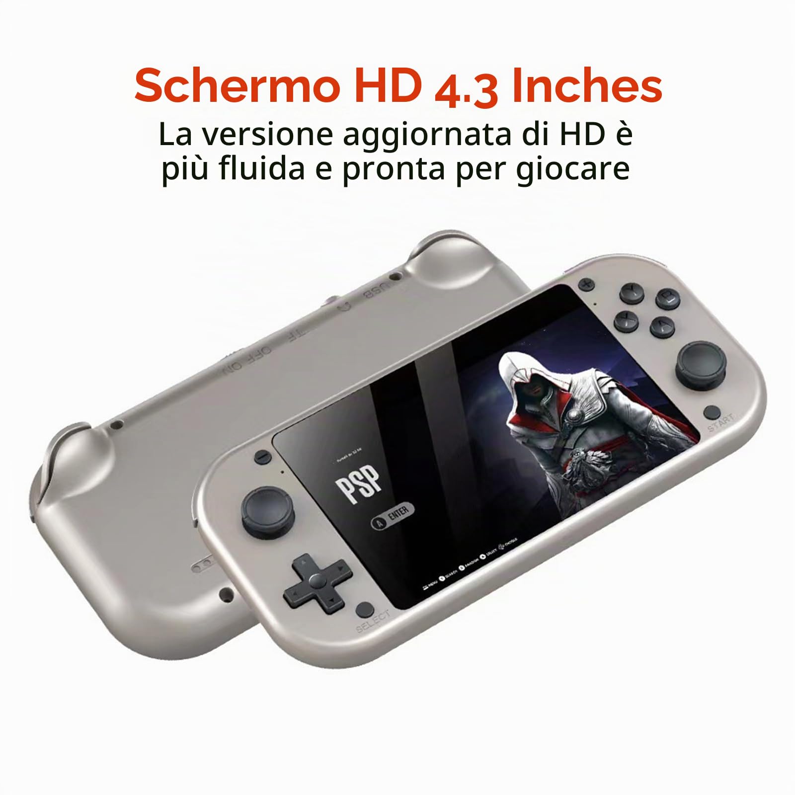 Console di gioco portatile retrò M17 da 4,3" 480 x 272 con schermo LCD 64 Go/128 Go Emuelec (20 000 + 30 000 giochi) (64 Go, 20 000 + giochi)