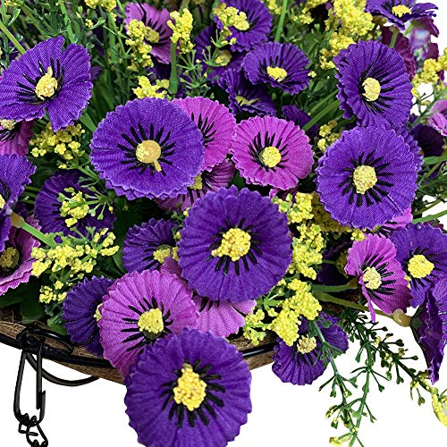 Lesrant Artificial Hanging Baskets With Flowers,Hanging Basket With Silk Flower Artificial Hanging Plants Daisy Flowers In Basket For Outdoor Patio Garden Porch Deck Home Decoration #TOP5