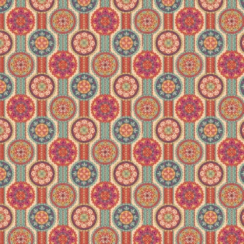 Image of Wallpaper Self Adhesive Wall Covering Vibrant Mandala & Floral Geometric Pattern (41cm x 244cm)