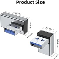 Vista 7 de AreMe Adaptador USB 3.0 de 90 grados, paquete de 4, ángulo hacia arriba y hacia abajo, ángulo izquierdo y recto USB A macho a hembra, extensor