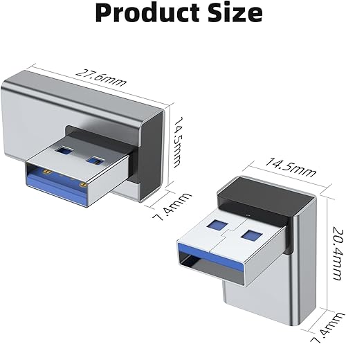 Miniatura 7 de AreMe Adaptador USB 3.0 de 90 grados, paquete de 4, ángulo hacia arriba y hacia abajo, ángulo izquierdo y recto USB A macho a hembra, extensor