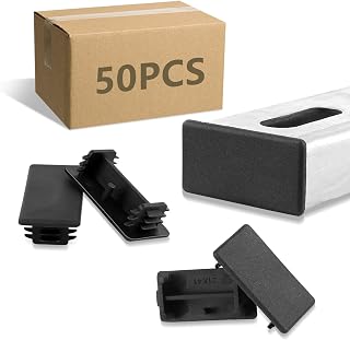 1-5/8" X 13/16" 50PCS Safety Strut Channel End Caps,Black Square PVC Plastic Cap for Protecting Unistrut Channel,Protection Cover for Metal Tubing