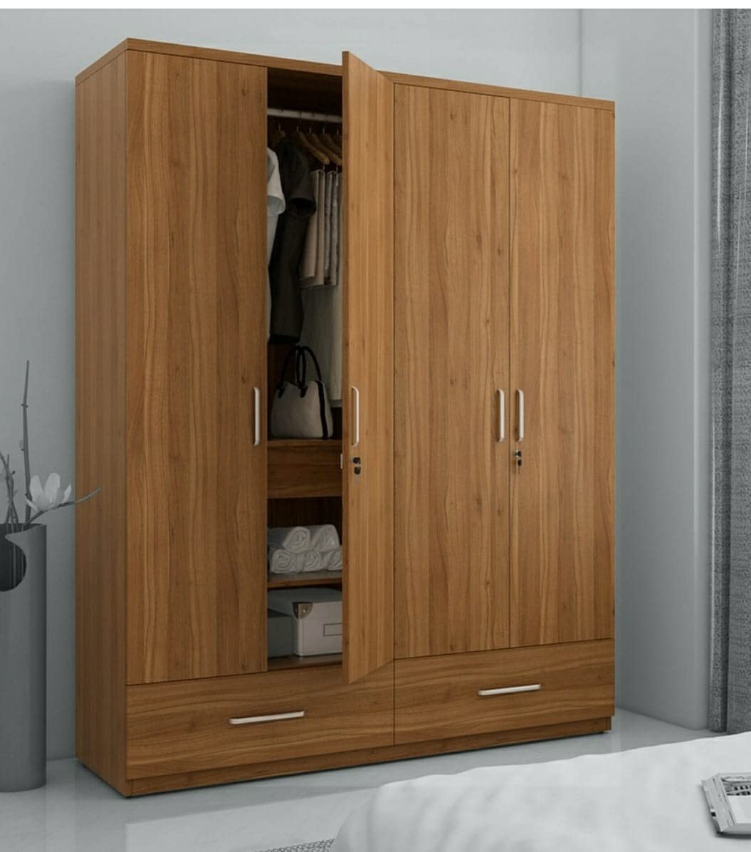 4 Door Wardrobe/Walnut Colour with Drawer-image-12