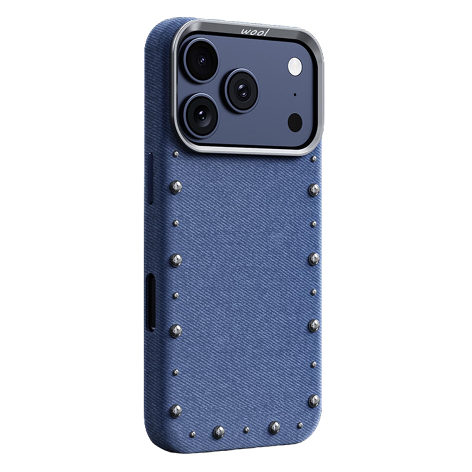 Housse iPhone 17 Air mince tissu texturé bleu étui magnétique anti-empreinte