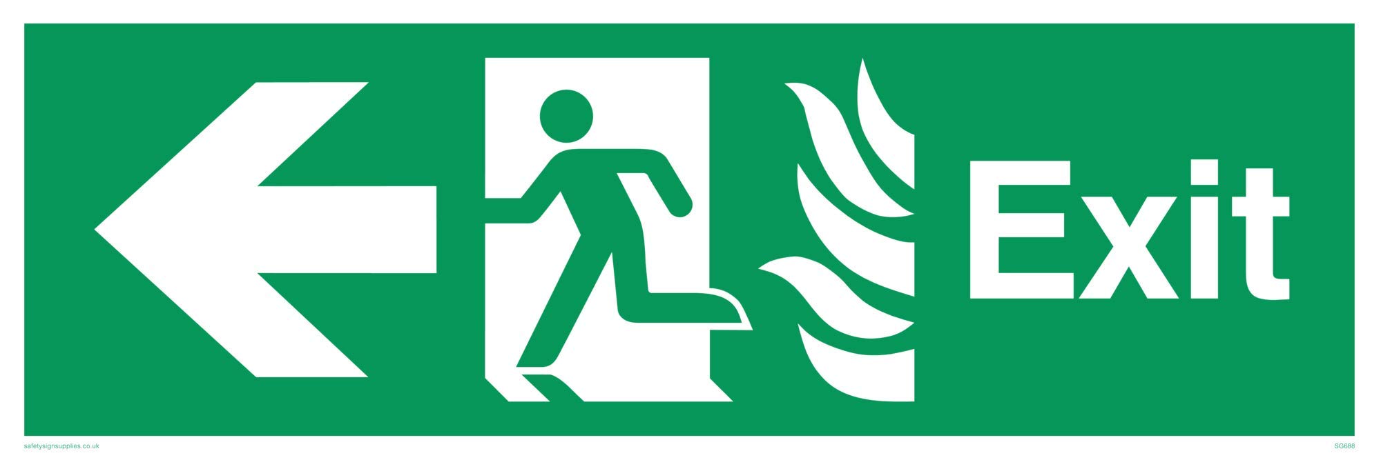 Viking Signs SG688-L62-V Fire "Exit" Sign, Left Arrow, Vinyl, 200 mm H x 600 mm W