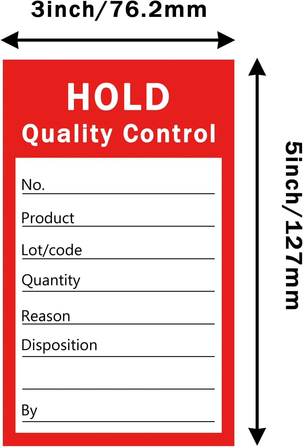 Hold Quality Control Stickers 200 Pack 3x5 Inch Red White QC Hold Labels