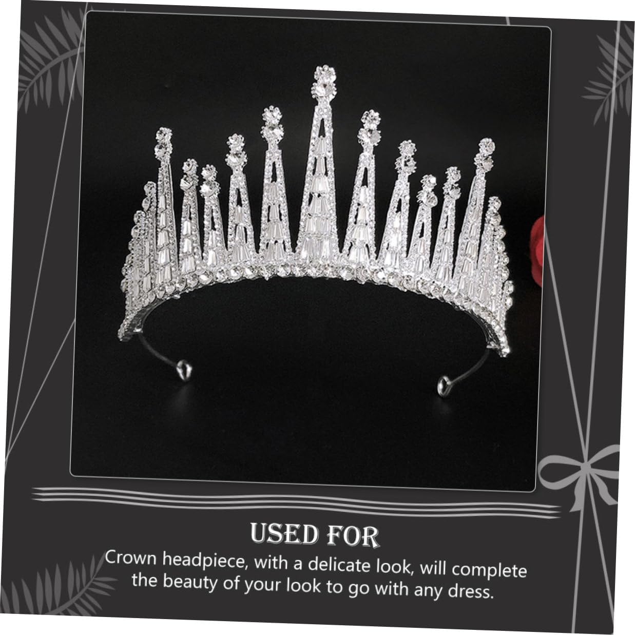 Didiseaon Baroque Rhinestone Bridal Tiara Crown Head Ornament Silver Zinc Alloy Wedding Party Hair Accessory for Brides