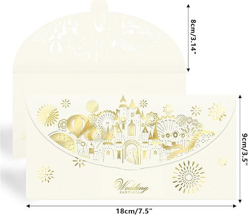 Miniatura 9 de NATZERAT Paquete de 10 sobres de boda de dinero, sobres rojos de boda de estilo chino, bolsas de regalo de tesoro rojo dorado cortado con láser,