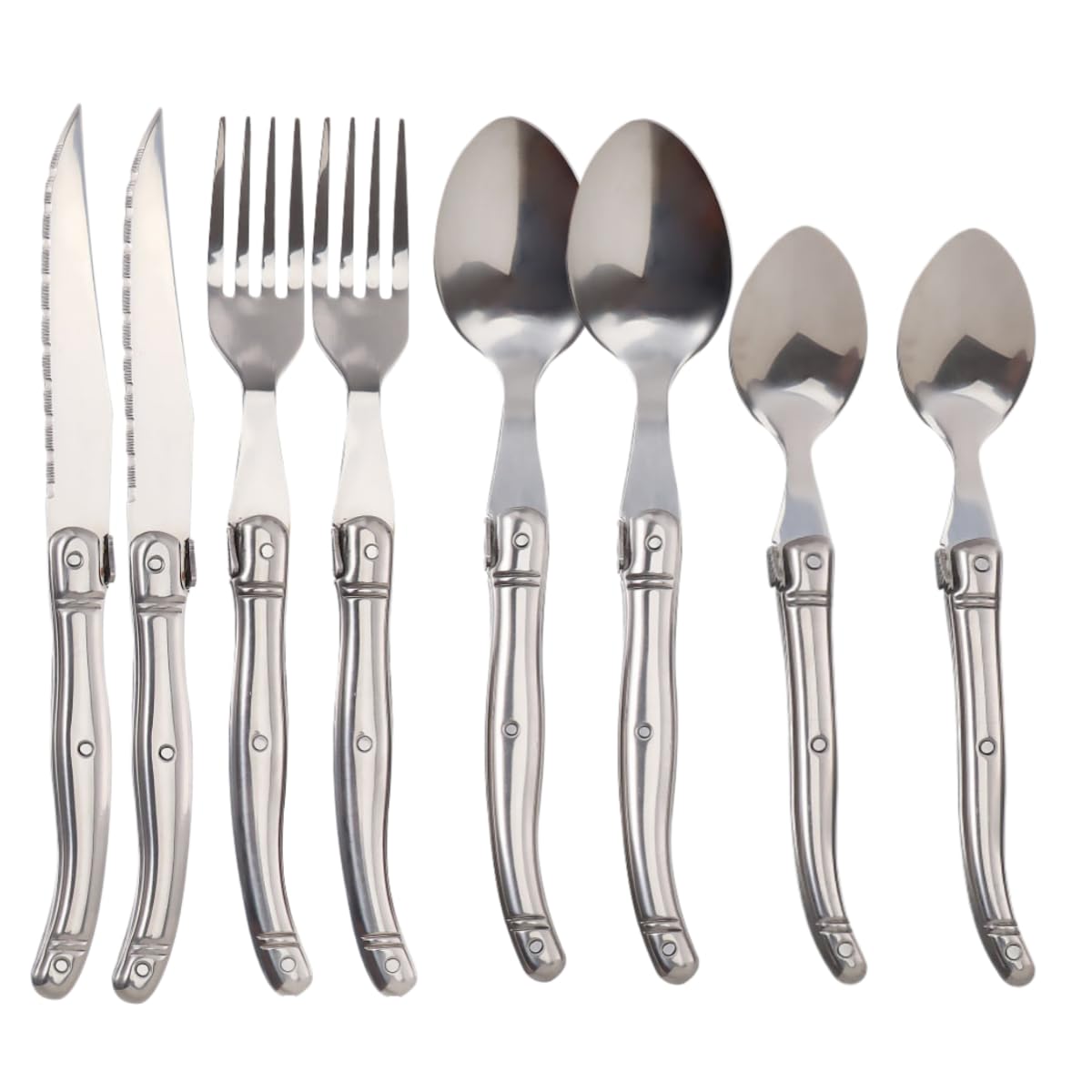 Posate Piegatura In Acciaio Inossidabile 420 e Argento 2 Set | Coltello da bistecca forchetta cucchiaio per hotel per uso domestico