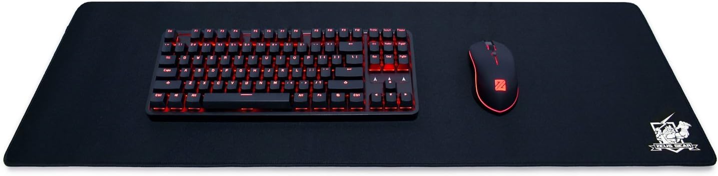 Extended Gaming Mouse Pad / Mat - Stitched Edges, Black, Natural Rubber | 36"x12"x0.12" (ZG-AE-EX)