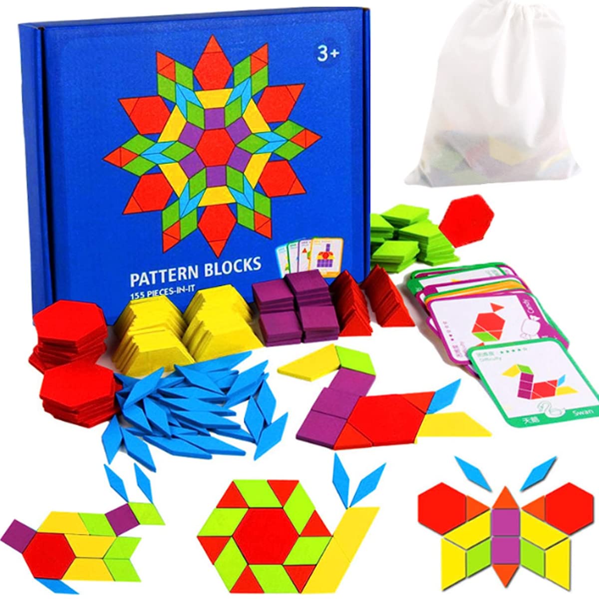 Giocattoli Montessori In Legno 2 Pezzi - Tangram E Puzzle Tetris - Regalo Educativo Per Bambini 4-6 Anni