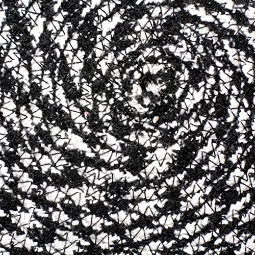 Carapro Handmade Placemats Set, Textured Table Placemats For Kitchen And Dinning, Thick, Heat Resistant Table Mats. (Black And White, Set Of 4) 15 Inch Diameter #TOP2