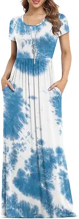 VIISHOW Women Short Sleeve Casual Maxi Dresses with Pockets