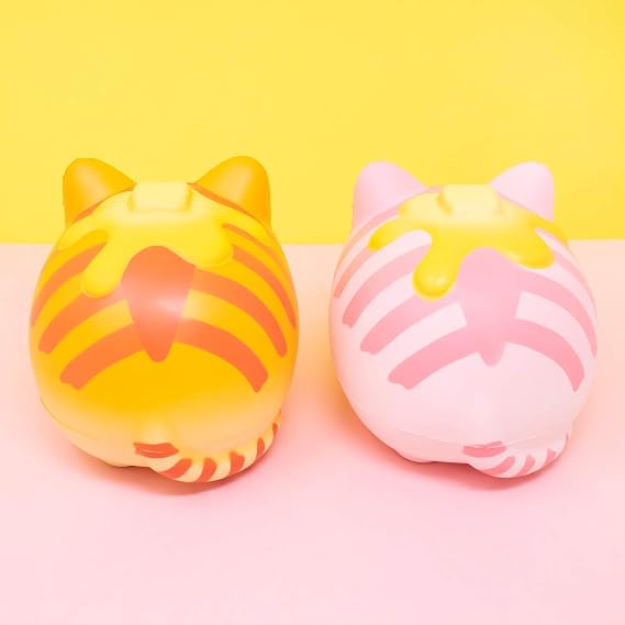 iBloom Nyan Pancake Cat Slow Rising Squishy Toy (Strawberry & Bread, 5.9 Inch, 2 Pieces Set) [Birthday Gift Box, Party Favors, Gift Basket, Stress Relief Toys for Kids, Adults]