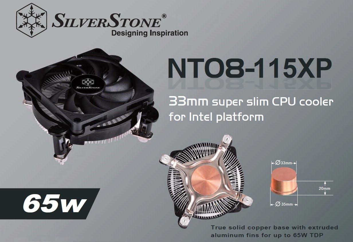 SilverStone SST-NT08-115XP - Nitrogon CPU Cooler, Low Profile, slim 80mm PWM, Intel