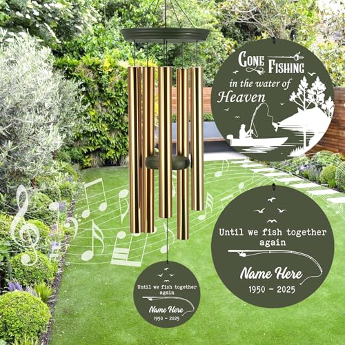 Image of ASTARIN Sympathy Gifts for Loss of Loved One, Condolences Wind Chimes for Loss Grandfather Dad Friends Who Like Fishing, Care Package for Grieving Friend(Produced in Texas)
