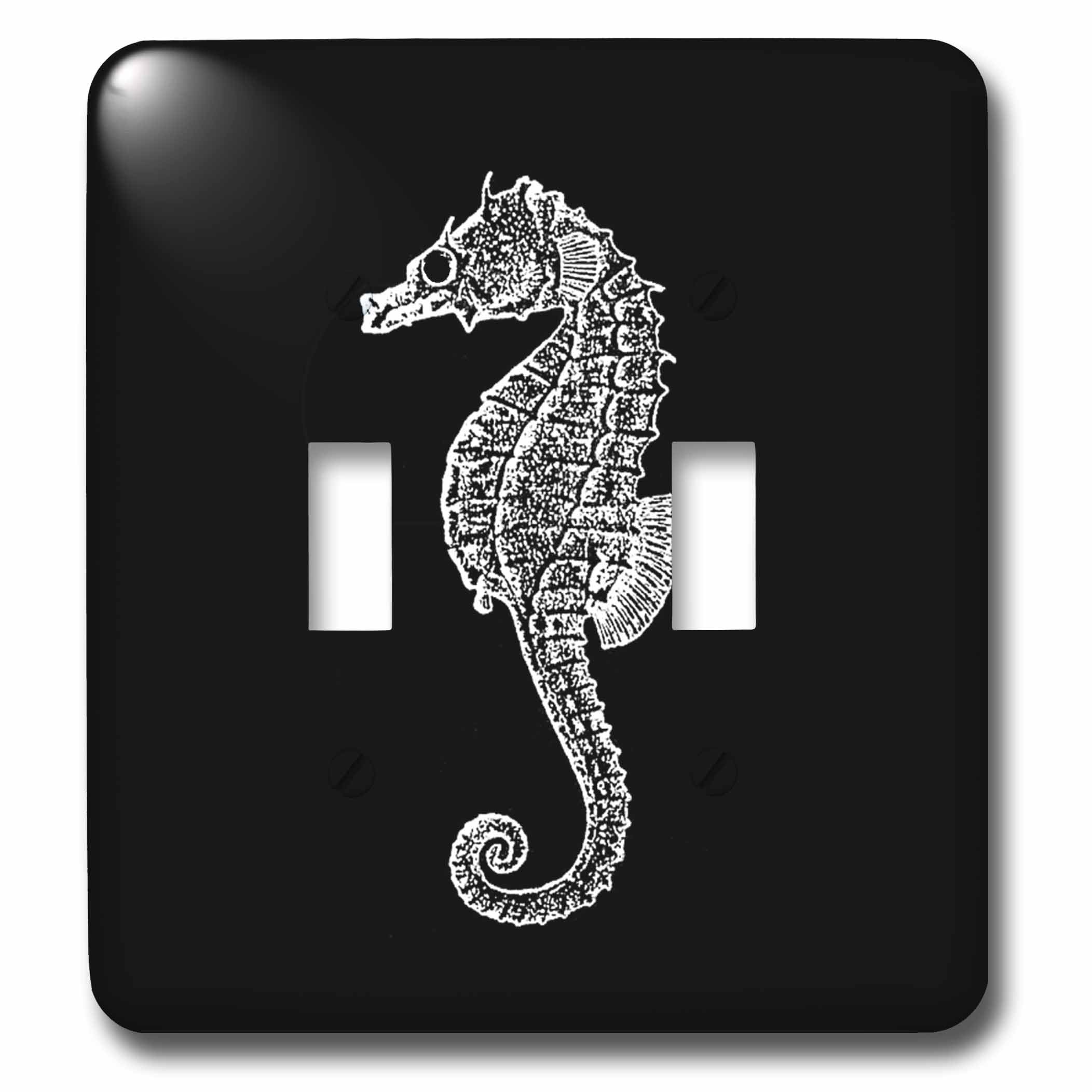 Double interrupteur à bascule hippocampe noir 3dRose lsp_164956_2 pour décoration marine