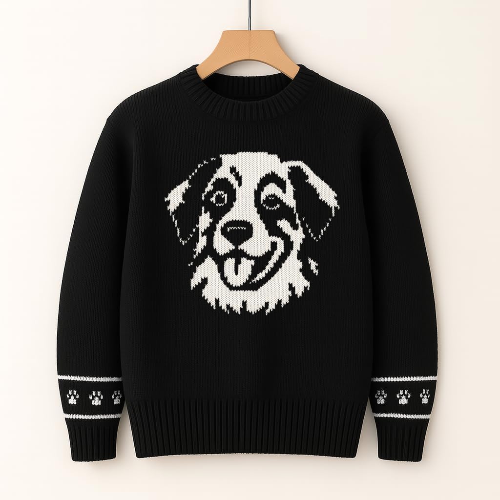 Custom Dog Knit Sweater for Women Personalized Pet Paw Print Pullover Dog Mom Gift Christmas for Pet Lovers - Image 4