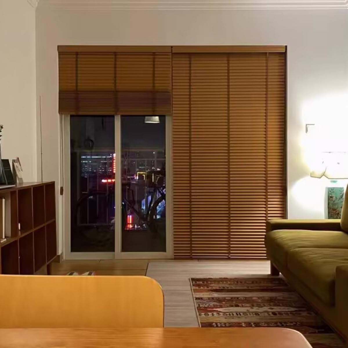 2" Slats Solid Wood Blinds for Window, Wooden Blackout Venetian Shades for Bedroom Kitchen Living Room, Cordless Horizontal Blind(Brown)
