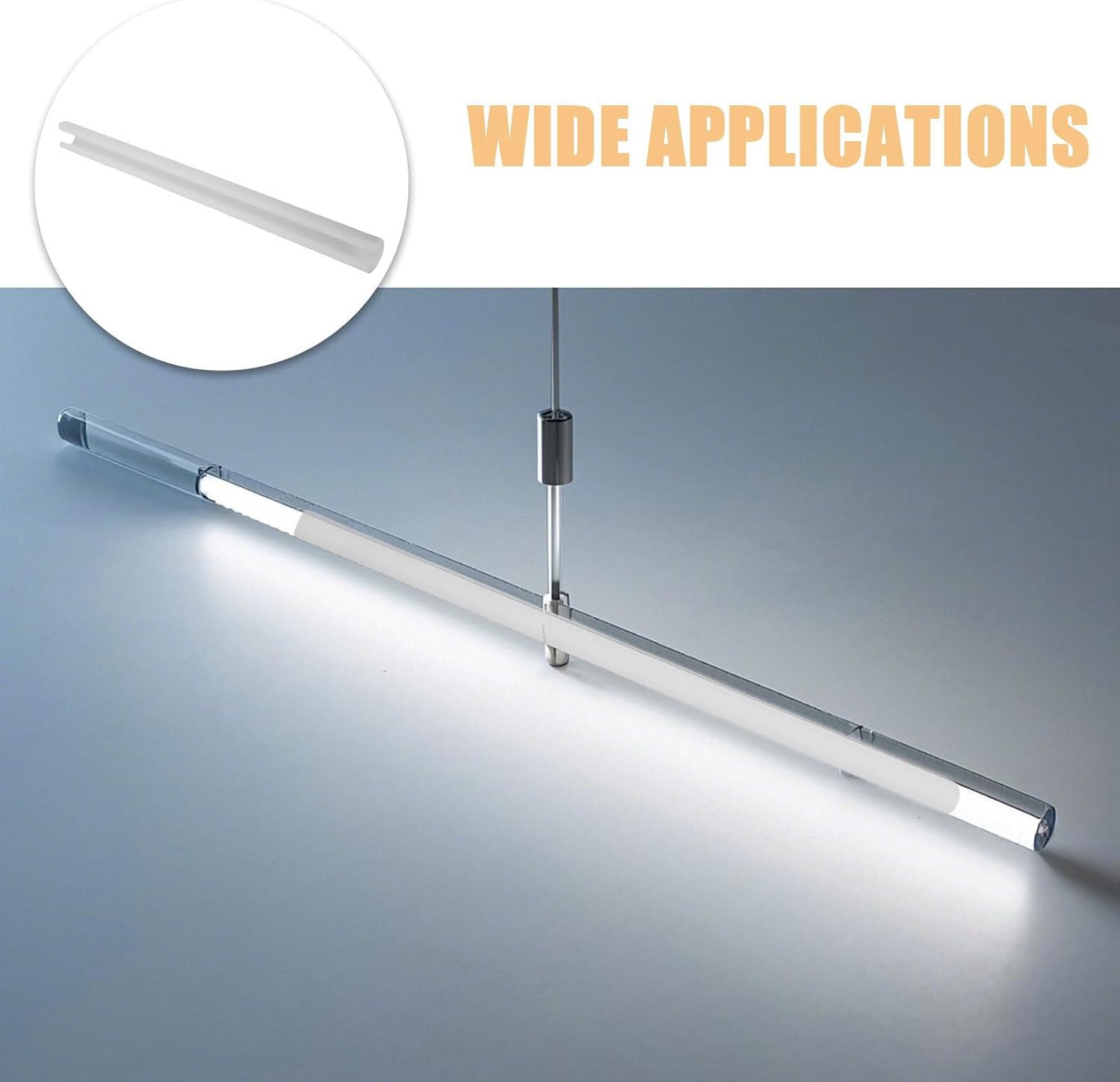 2pcs LED Tube Light Cover Diffuser for T5 T8 Tubes, Plastic Clip-on Lamp Shield with Glare Reduction and Eye Protection for Office Ceilings and Study Rooms, White