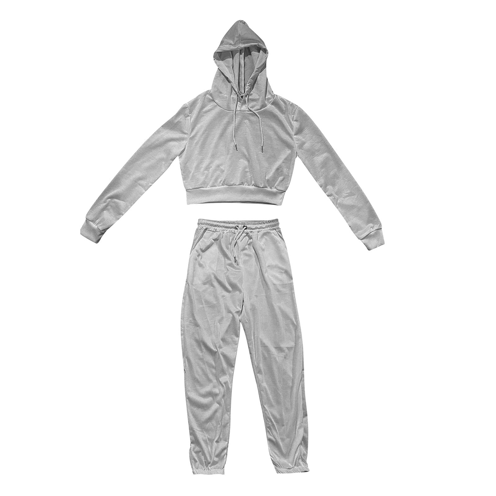 Felpa con cappuccio da donna, oversize, S-2XL, tuta da jogging a vita bassa