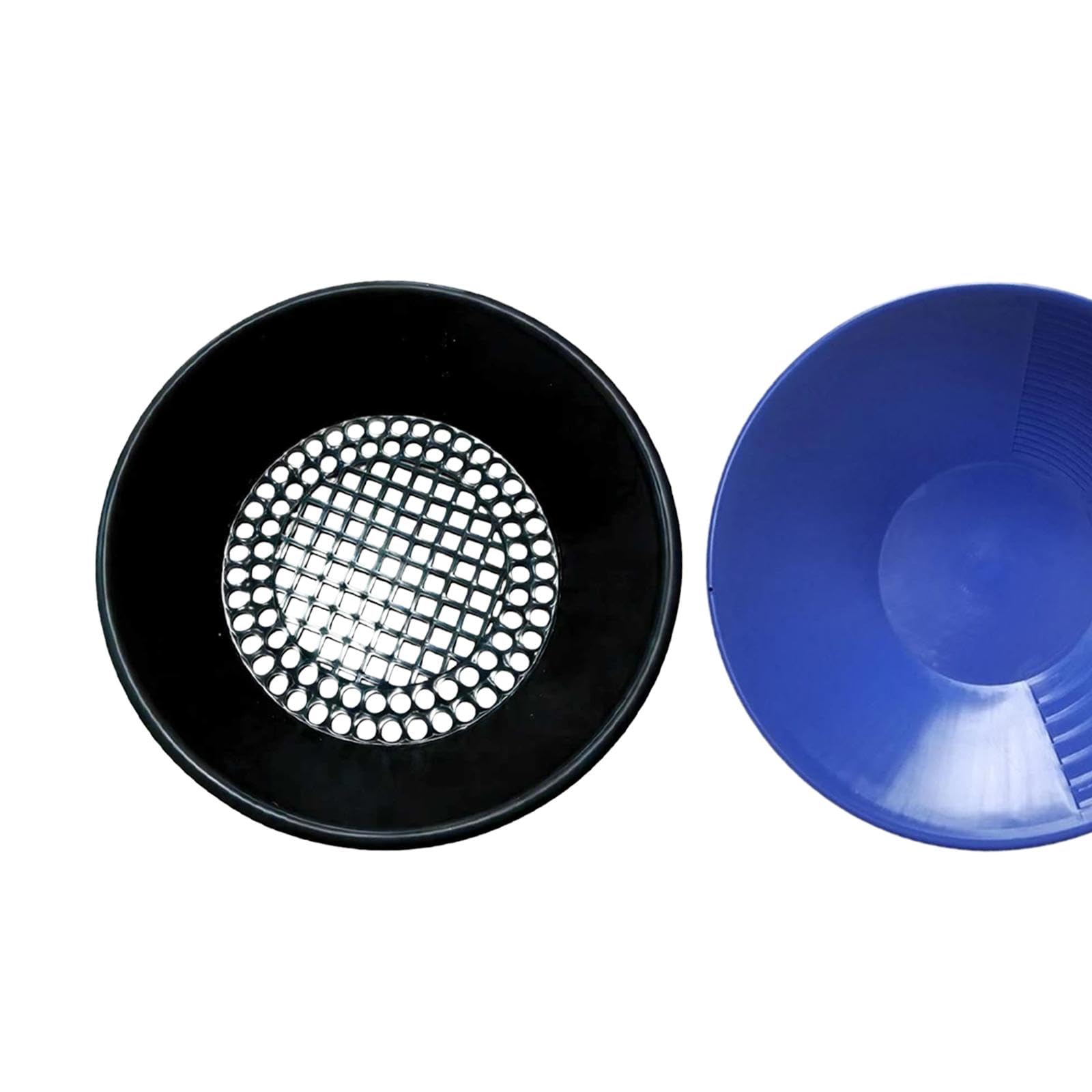 2X Padella per la Ricerca dell'oro con setaccio Padella Portatile da 14 Pollici per la Ricerca dell'oro per Principianti Kit per, Blu E Nero