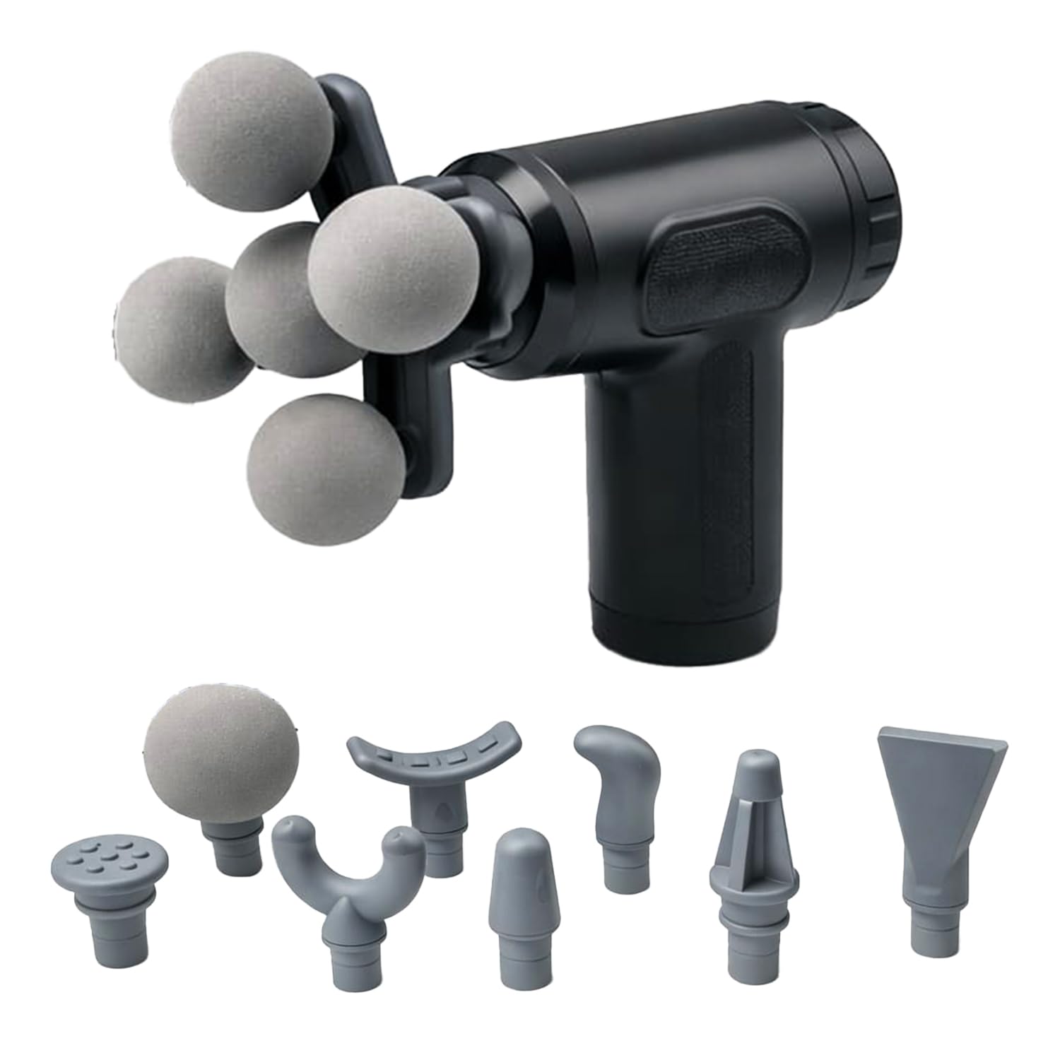 Handheld Deep Tissue Massage Gun | 9 Interchangeable Heads, Multiple Speed Levels | Electric Muscle Massager for Pain Relief | Portable & Rechargeable Body Relaxation Device