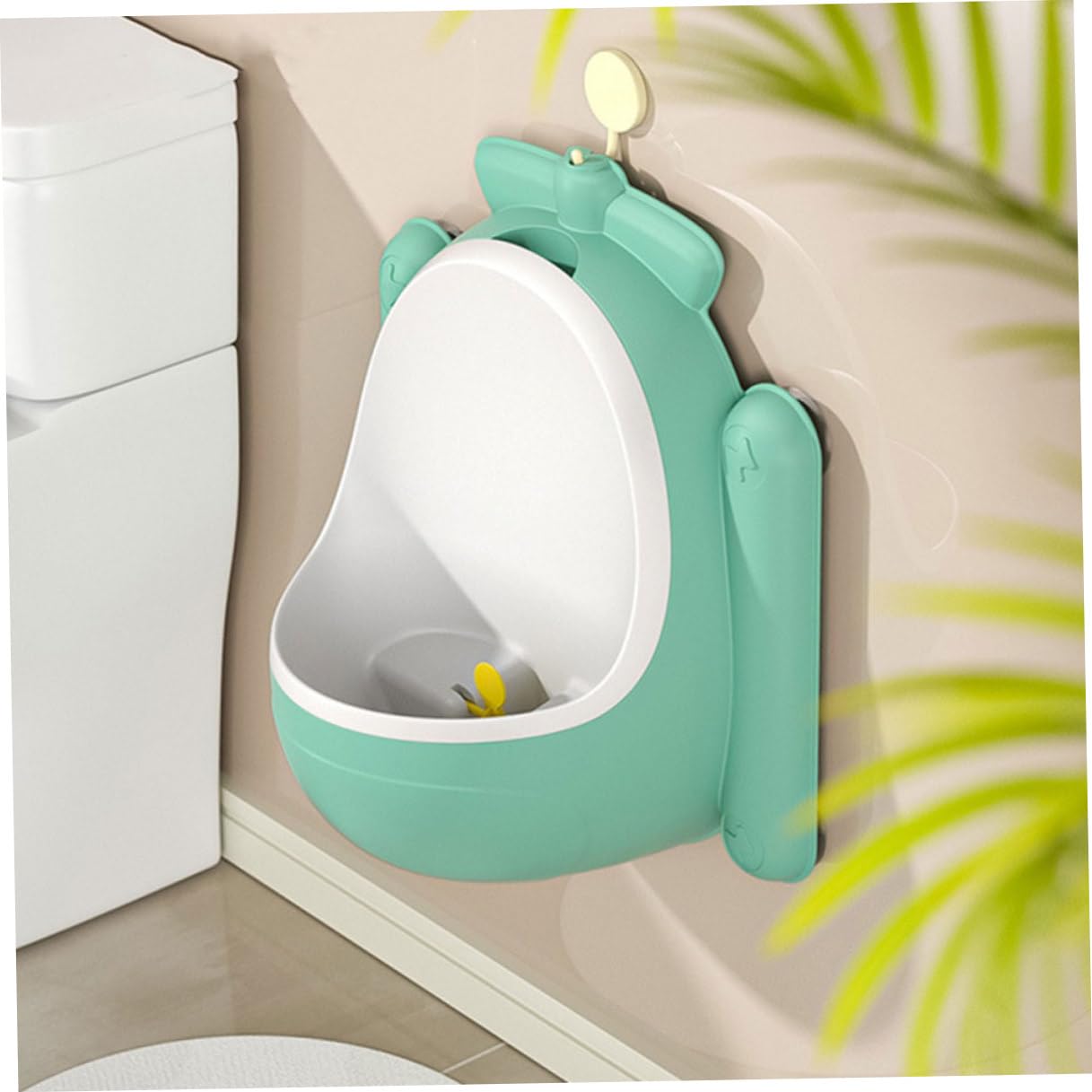 Boy Urinal Trainer, Cartoon Wall-Mounted Potty Training Urinal, Green Plastic Pee Potty for Boys, Space-Saving Bathroom Training Aid