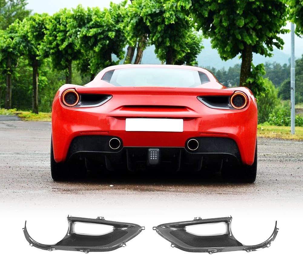 JC SPORTLINE fits Ferrari F488 GTB Spider 2Door 2015-2017 Carbon Fiber Rear Tail Light Cover Vent Trim